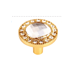 PUX BOTÃO AUREA 30mm DOURADO RED BRILHO COM CRISTA... - Fechacom