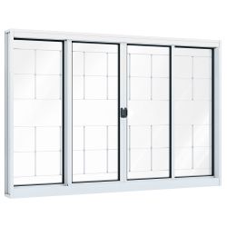 JANELA AÇO BRANCA 100x100 COM GRADE - Fechacom