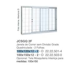 JANELA DE CORRER 2 FOLHAS 100X120X12CM BR - Fechacom