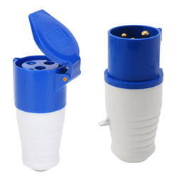 CONJUNTO TOMADA INDUSTRIAL PLUG MACHO 2P+T 16A AZU - FEDERZONI CASA & CONSTRUÇÃO