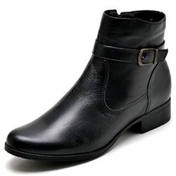 Bota Cano Baixo de Couro Legitimo Preto - DI076 Pr... - Felice Calçados