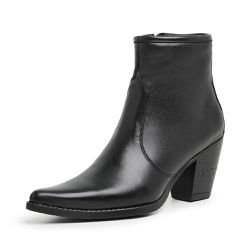 Bota Feminina Bico Fino Cano Baixo de Couro Legiti... - Felice Calçados