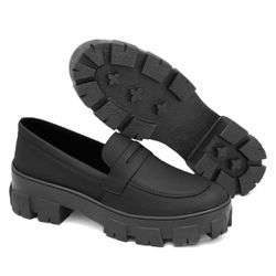 Mocassim Feminino Preto Solado Tratorado - Est.Mo... - Felice Calçados