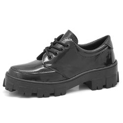 Sapato Oxford Feminino Solado Tratorado Preto - Es... - Felice Calçados