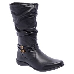 Bota Feminina de Couro Legitimo Cano Médio Preto -... - Felice Calçados