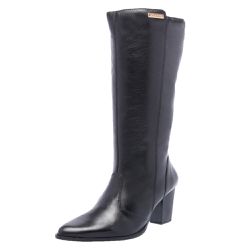 Bota Feminina de Couro Legitimo Cano Alto Preto - ... - Felice Calçados