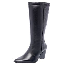 Bota de Couro Feminina Cano Alto Preto - GM1807 Pr... - Felice Calçados