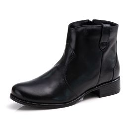 Bota Feminina de Couro Cano Curto Legitimo Preto -... - Felice Calçados