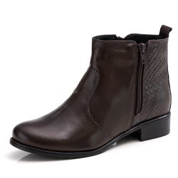 Bota Feminina Cano Curto de Couro Legitimo Café A ... - Felice Calçados