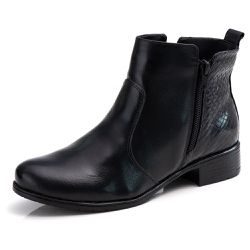 Bota Feminina Cano Curto de Couro Legitimo Preta -... - Felice Calçados