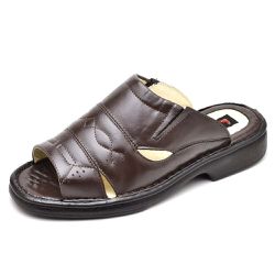 Sandália Masculina de Couro Legitimo Café - CR2600... - Felice Calçados