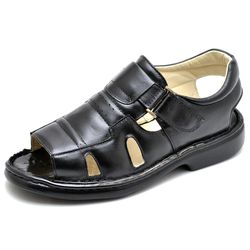 Sandália Masculina de Couro Legitimo Preto - CR360... - Felice Calçados