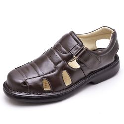 Sandália Masculina de Couro Legitimo Café - CR3601... - Felice Calçados