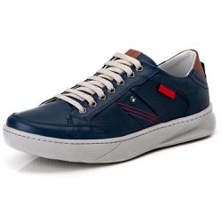 Sapatênis Masculino em Couro Legitimo Azul - R3020... - Felice Calçados