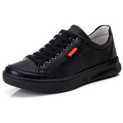 Sapatênis Masculino em Couro Legitimo Preto - R302... - Felice Calçados