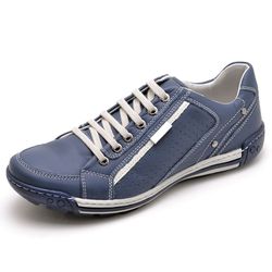 Sapatênis Masculino em Couro Legitimo Azul - R3006... - Felice Calçados