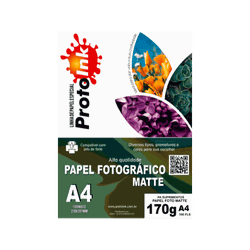PAPEL FOTO A4 MATTE 170G 100FLS PROTOINK - 3020400... - PARÁ SUPRIMENTOS