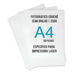 PAPEL BRANCO COUCHE SEMI BRILHO 200G/M² A4 - 100FO... - PARÁ SUPRIMENTOS