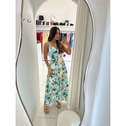 VESTIDO LONGO ESTAMPADO FLORAL VER/AZUL - 3010 - Feminices By Mi Silva