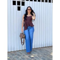 CALÇA WIDE LEG JEANS LAVAGEM MÉDIO - 000106 - Feminices By Mi Silva