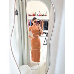 VESTIDO DE TRICÔ MODAL CAR/BRANCO - 000139 - Feminices By Mi Silva