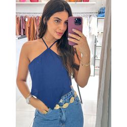 CROPPED EM TECIDO MARRANT AZUL - 000147 - Feminices By Mi Silva