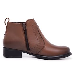 Bota Feminina Alana Havana Em Couro Cano Curto - 8... - FERRACIOLI OFICIAL