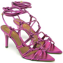 Sandália Pink Metalizada Salto Médio - 8950PINELLA... - FERRACIOLI OFICIAL