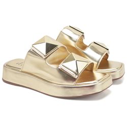 Sandália Flat Metalizado Ouro - 11002OURELLAS - FERRACIOLI OFICIAL