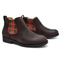 Botina Feminina Pônei Vintage Café / Elástico Xadr... - FERRAGON BOOTS