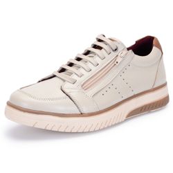 Sapatênis Tênis Casual Ferrile Em Couro Off White ... - Ferrile
