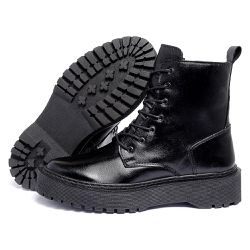 Bota Coturno Feminino Ferrile em Couro Cadarço e Z... - Ferrile