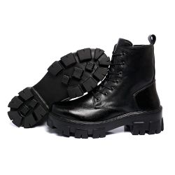 Bota Coturno Feminino Ferrile em Couro Cadarço e Z... - Ferrile