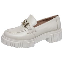 Sapato Mocassim Feminino Conforto Em Couro Off Whi... - Ferrile
