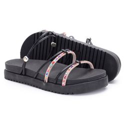 Birken Sandália Conforto Feminina Papete Strass Br... - Ferrarello