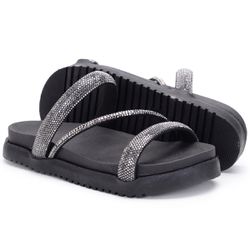 Birken Sandália Conforto Feminina Papete Strass Br... - Ferrarello