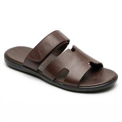 Chinelo Masculino em Couro NJ2 Café - Leveza e Ele... - FG ATACADO