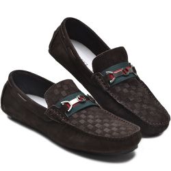 MOCASSIM NOBUCK MOD CAFE XADREZ - MOCNOBCAFEXAD - FG ATACADO