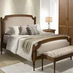 Cama Estofada Capersmidt Com Banco - Madeira Maciç... - Flavio Comercio de Moveis de Gramado Ltda