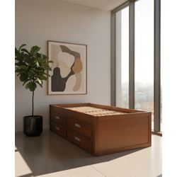 Cama de Solteiro Com 4 Gavetão - Madeira Maciça - ... - Flavio Comercio de Moveis de Gramado Ltda