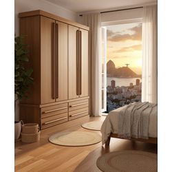 Roupeiro Cambará 2,00 x 55 x 2,30 - Madeira Maciça... - Flavio Comercio de Moveis de Gramado Ltda