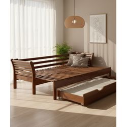 Sofá Cama Com Cama Auxíliar - Madeira Maciça Móvei... - Flavio Comercio de Moveis de Gramado Ltda