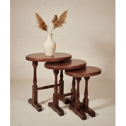 Conjunto de Mesas Laterais Gramadense - Madeira Ma... - Flavio Comercio de Moveis de Gramado Ltda