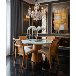 Sala de Jantar Mesa Redonda Valadares Com Tampo de... - Flavio Comercio de Moveis de Gramado Ltda