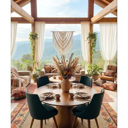 Sala de Jantar Mesa Redonda Tramandaí - Madeira Ma... - Flavio Comercio de Moveis de Gramado Ltda