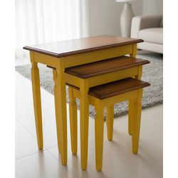 Conjunto de Mesas Laterais Maravilha - Madeira Mac... - Flavio Comercio de Moveis de Gramado Ltda