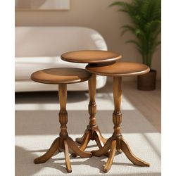 Conjunto de Mesas Laterais Farroupilha - Madeira M... - Flavio Comercio de Moveis de Gramado Ltda