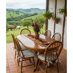 Sala de Jantar Oval Gramado Mesa Elástica (+40cm) ... - Flavio Comercio de Moveis de Gramado Ltda