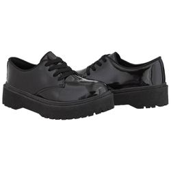 Oxford Feminino Salto Baixo Crshoes Verniz Preto - CRSHOES ATACADO