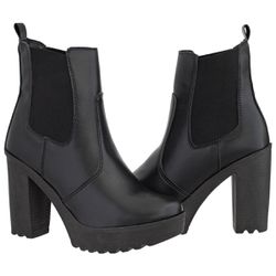 Coturno Feminino Tratorado Crshoes Pelice Preto Co... - CRSHOES ATACADO